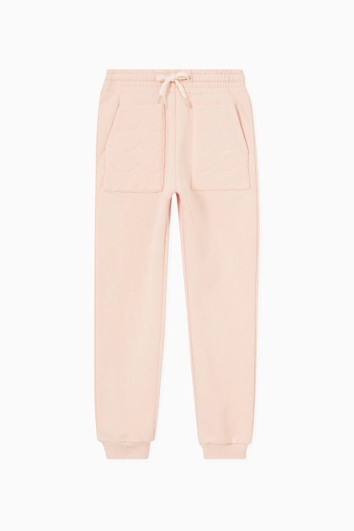 

Scallops Embroidery Sweatpants in Fleece, Pink
