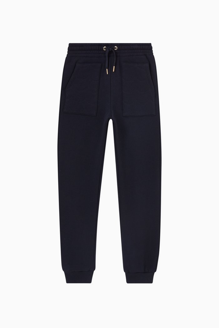 

Scallops Embroidery Sweatpants in Fleece, Blue