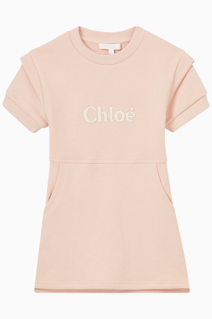 

Bouclé Logo Dress in Cotton Jersey, Pink