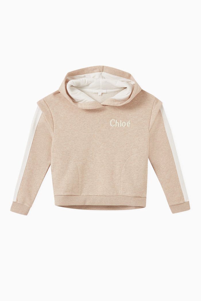 

Logo Print Hoodie in Cotton, Neutral