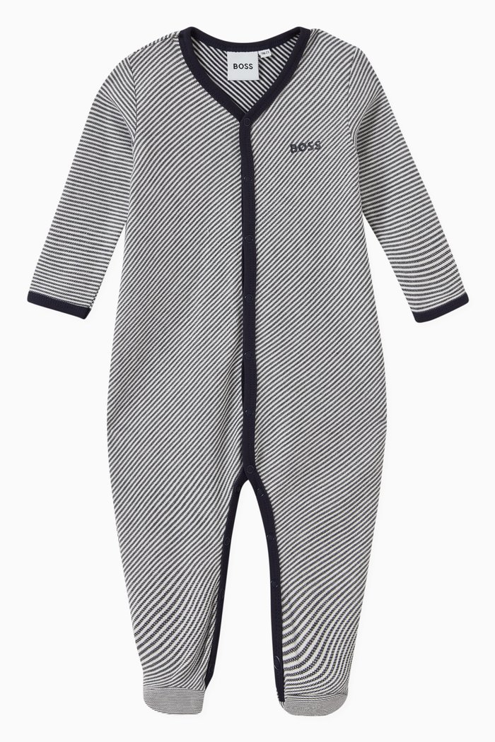 

Striped Logo Print Pyjama Set, Blue
