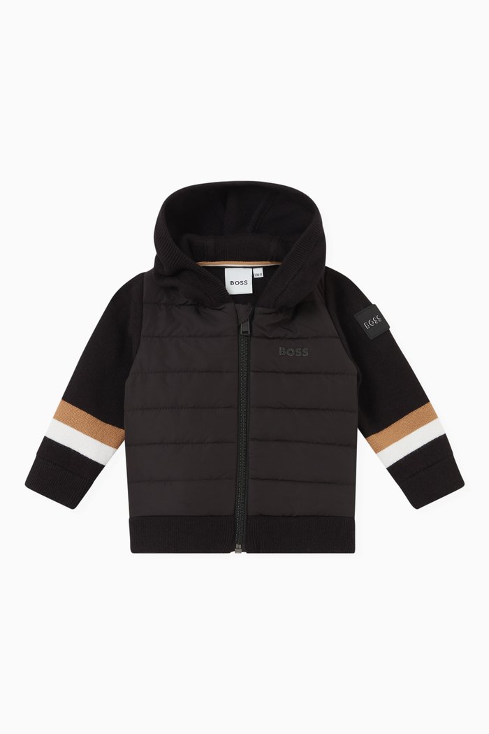

Logo Padded Hoodie in Cotton, Black