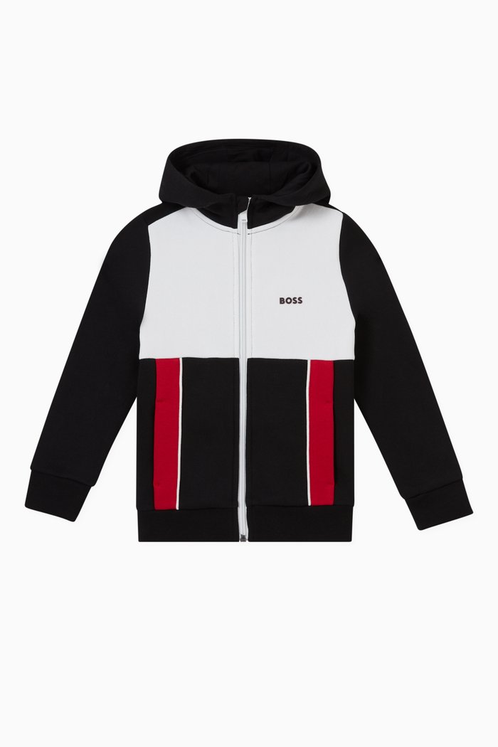 

Logo Colour Block Hoodie in Cotton, Black