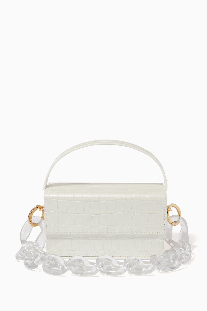 

Ida Medium Bag in Croc Leather, White