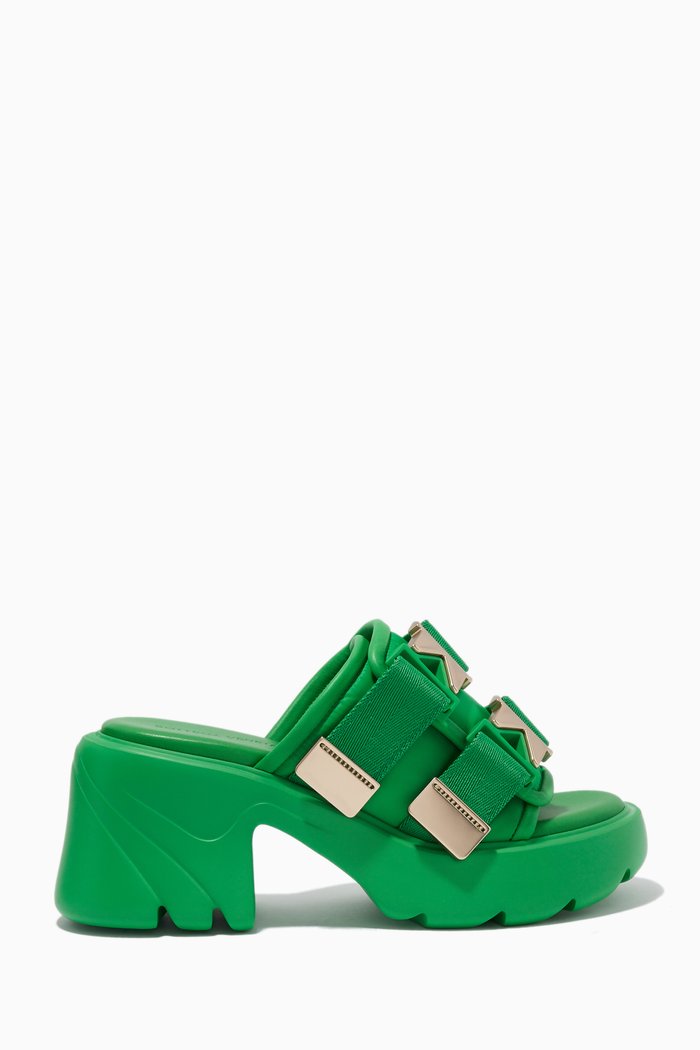 

Flash Sandals in Nappa & Padded Technical Fabric, Green
