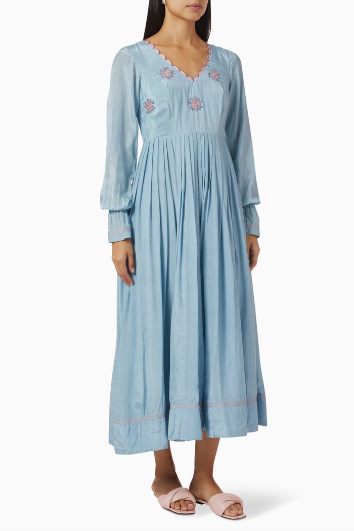 

Carolina Midi Dress in Modal Silk, Blue