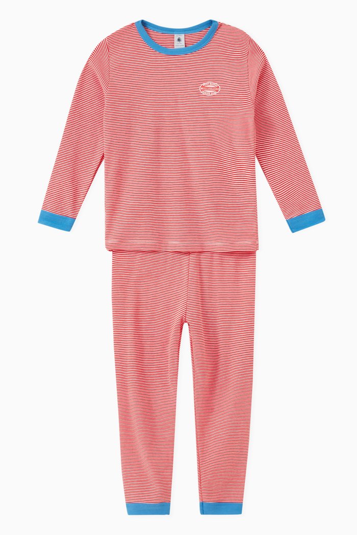 

Milleraies Striped Pyjama Set in Organic Cotton, Red