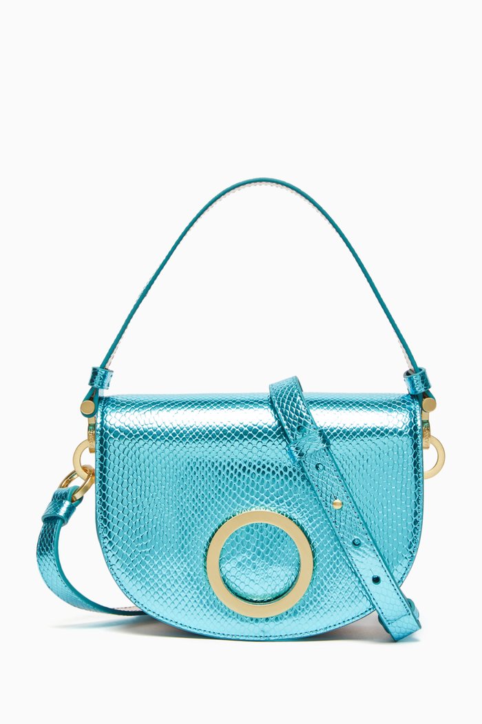 

Mid Luna Bag in Textured Lamé Leather, Green