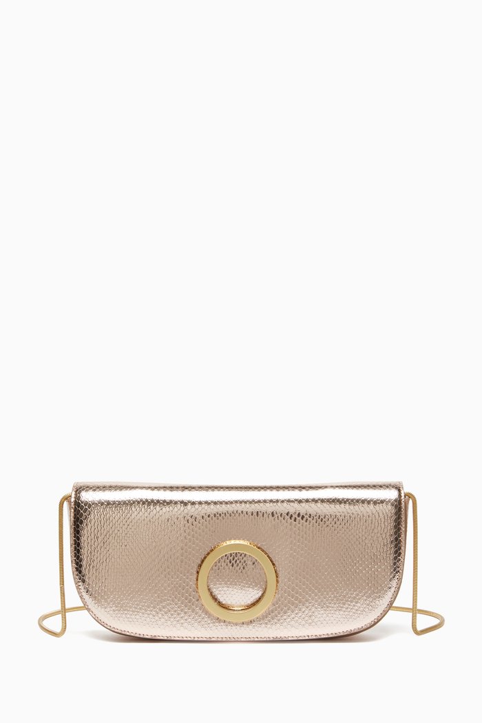 

Long Luna Bag in Lamé Leather, Rose gold