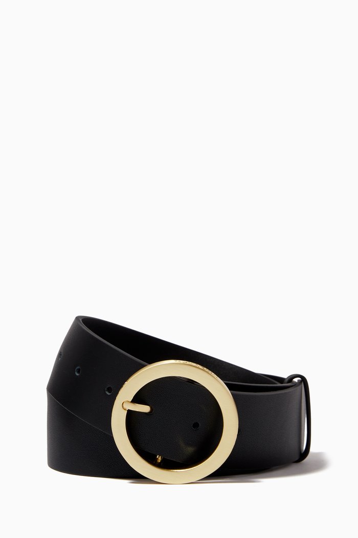 

Dot Buckle Belt in Leather, Black