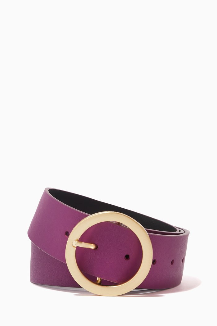 

Dot Buckle Belt in Leather, Pink