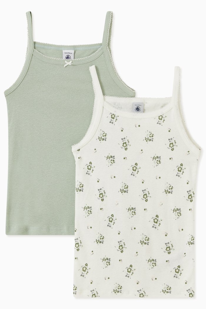 

2-Pack Chemise Tops in Cotton & Linen, Multicolour