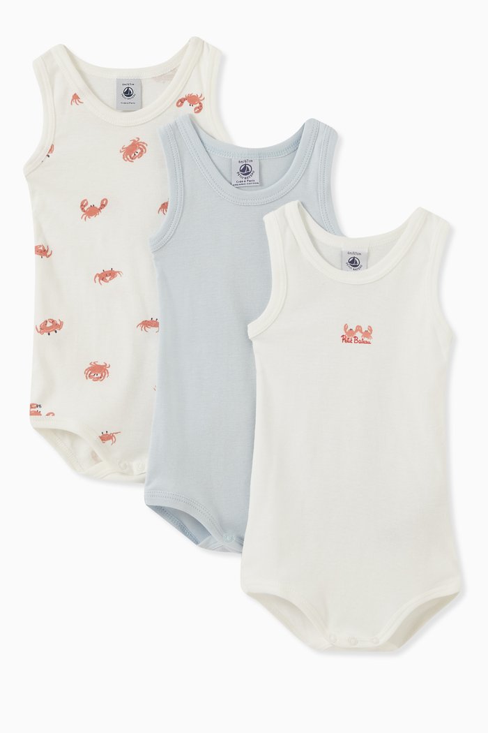 3-Pack Bodysuits in Cotton, Multicolour