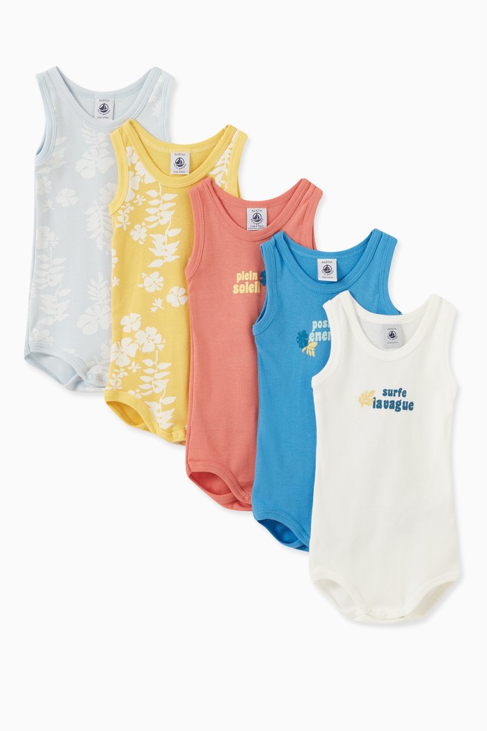 

5-Pack Bodysuits in Cotton, Multicolour