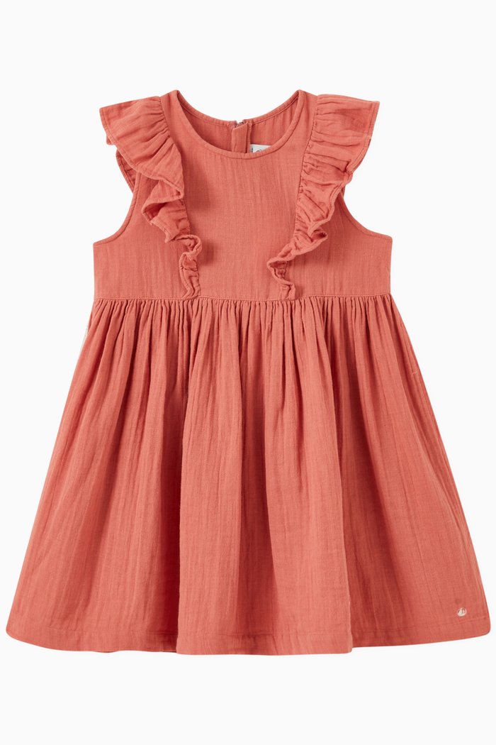 

Ruffled Dress in Cotton, Orange
