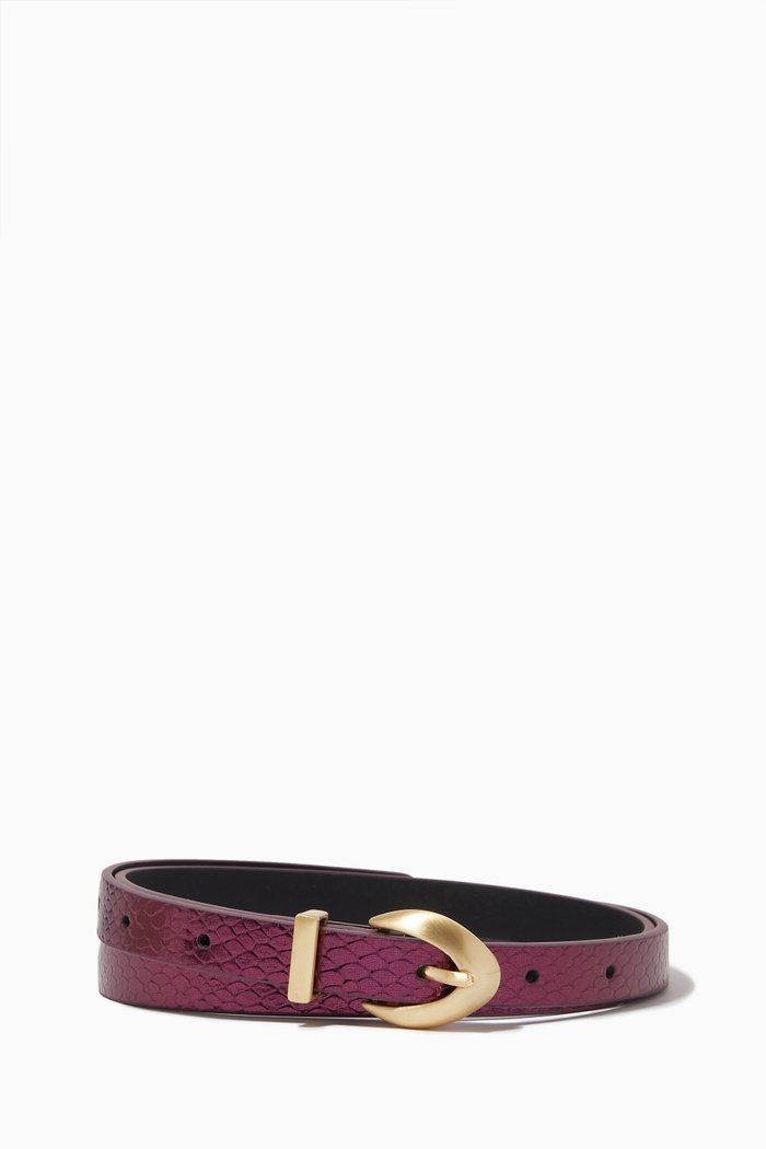 

Orinoco Python-print Belt in Textured Lamé Leather, Pink