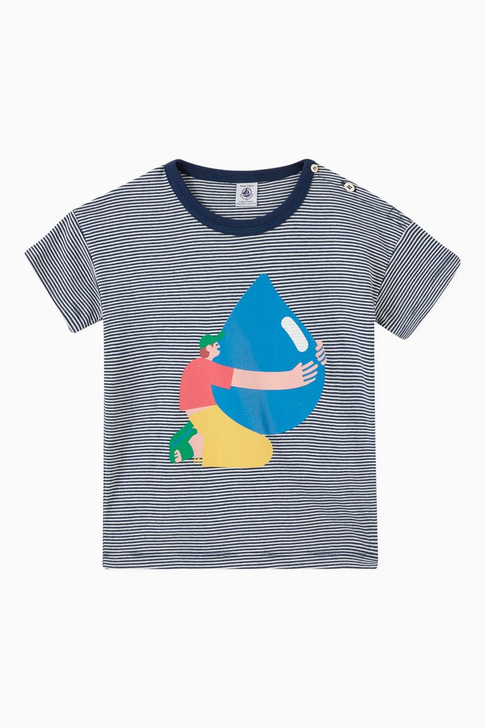 

Striped T-shirt in Cotton, Blue