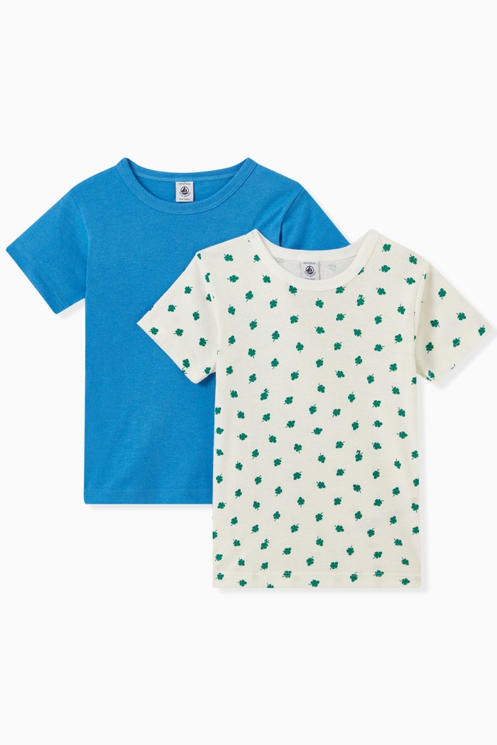 

2-Pack Clover T-shirt in Cotton & Linen, Multicolour