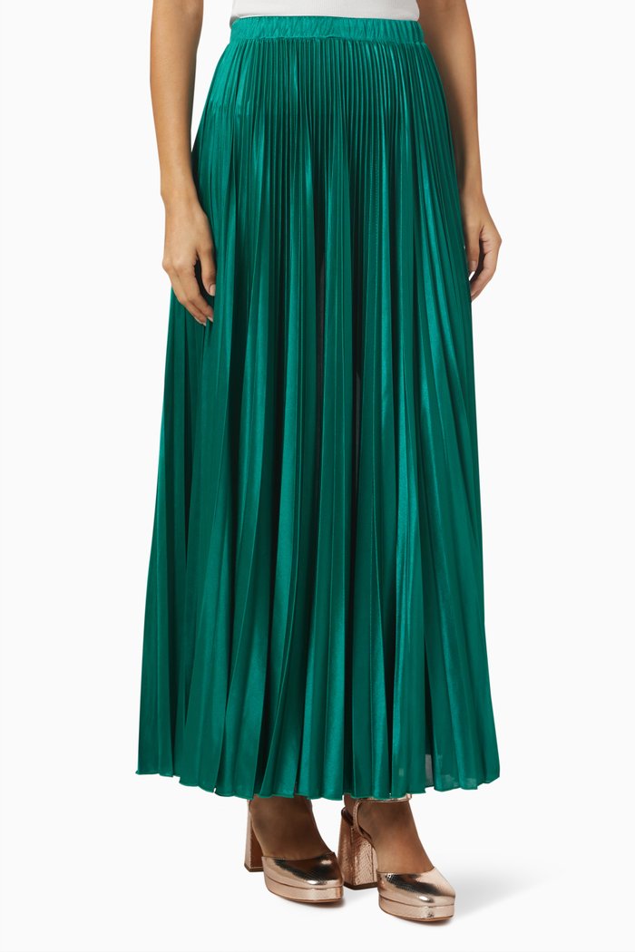 

Cross Pleated Maxi Skirt in Jersey, Green
