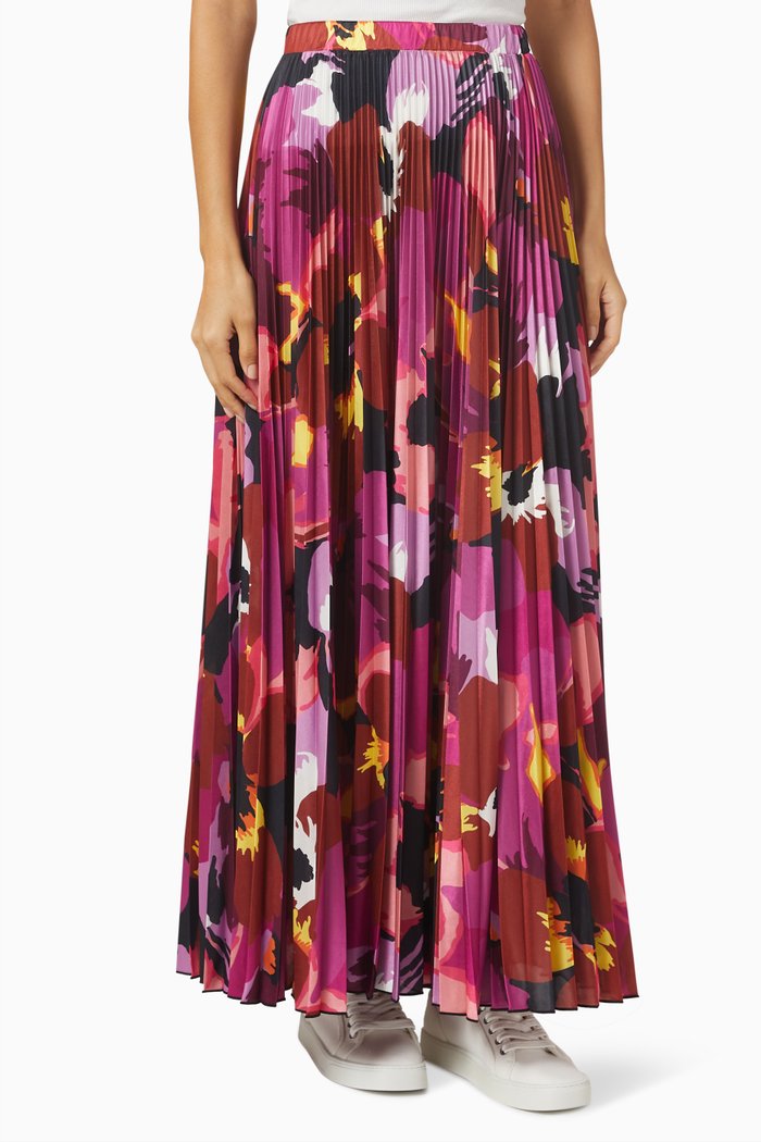 

Cross Pleated Maxi Skirt in Jersey, Pink