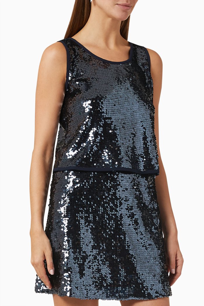 

Cucciolo Sequin Tank Top in Jersey, Blue