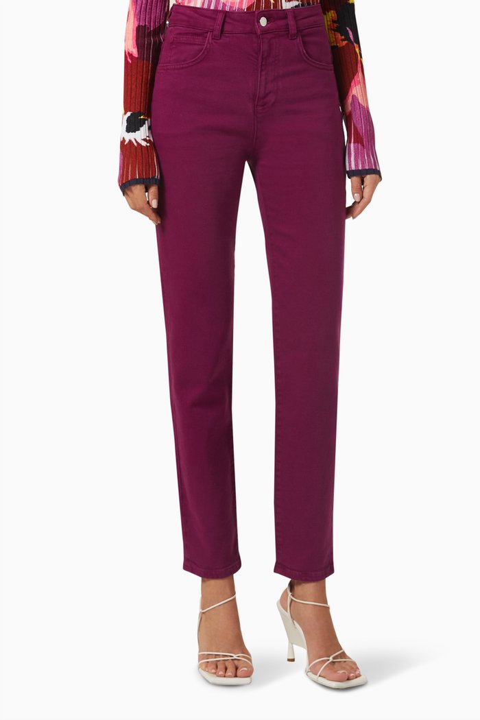 

Elda Slim-fit Pants in Stretch Cotton, Pink