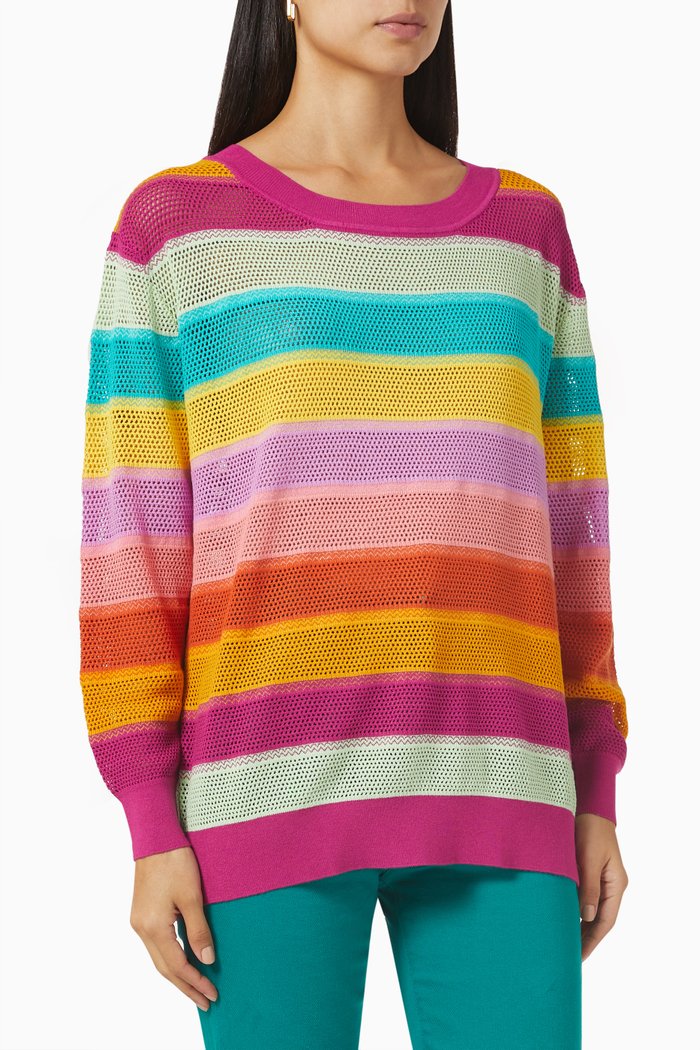 

Sonoro Mesh-effect Sweater in Stretch Tricot, Multicolour