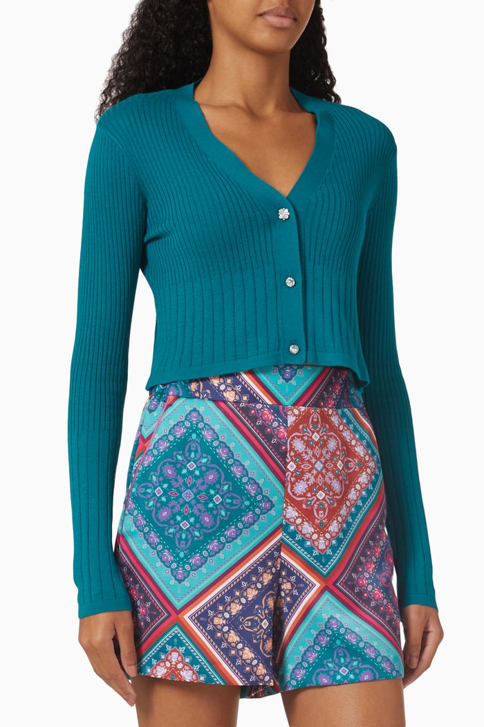 

Silvia Jewel-button Cardigan in Cotton & Modal, Green