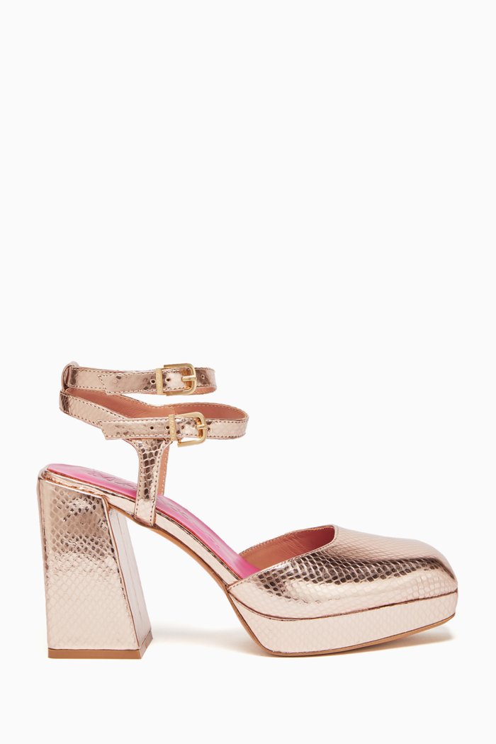 

Diane Platform Heels in Faux Leather, Metallic