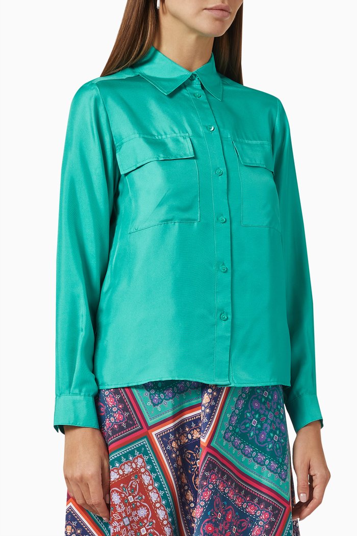 

Odometro Shirt in Silk Twill, Blue