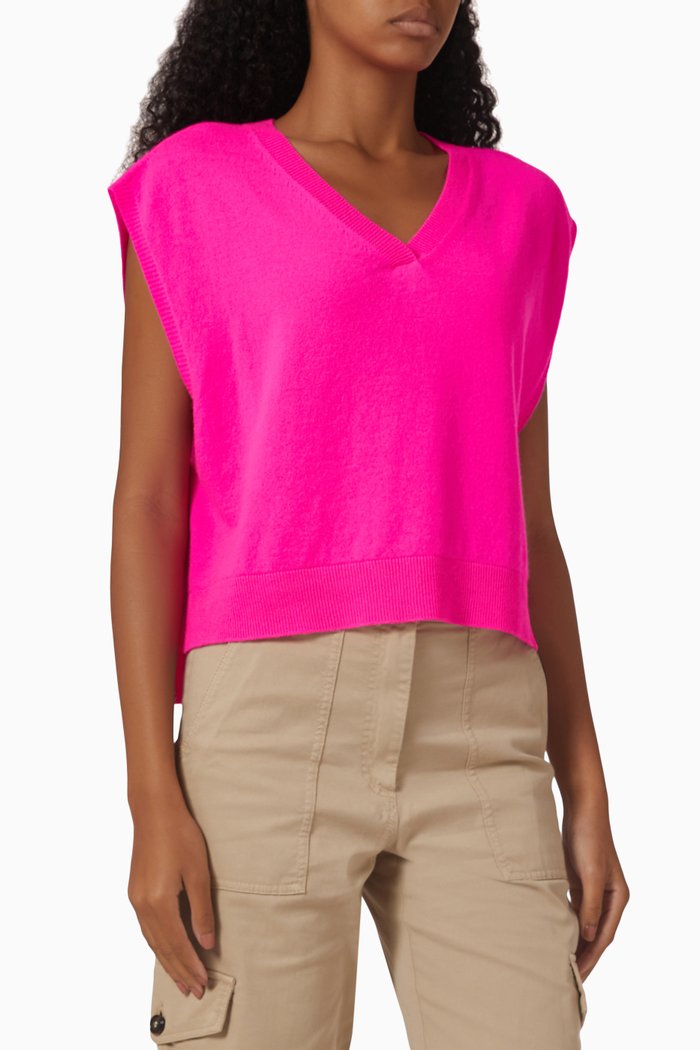 

V-neck Sweater in Wool & Cashmere, Pink