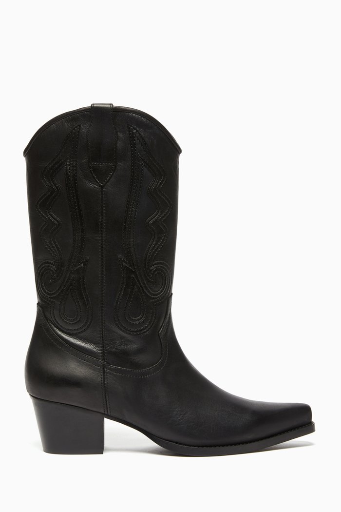 

Folk Boots in Leather, Black