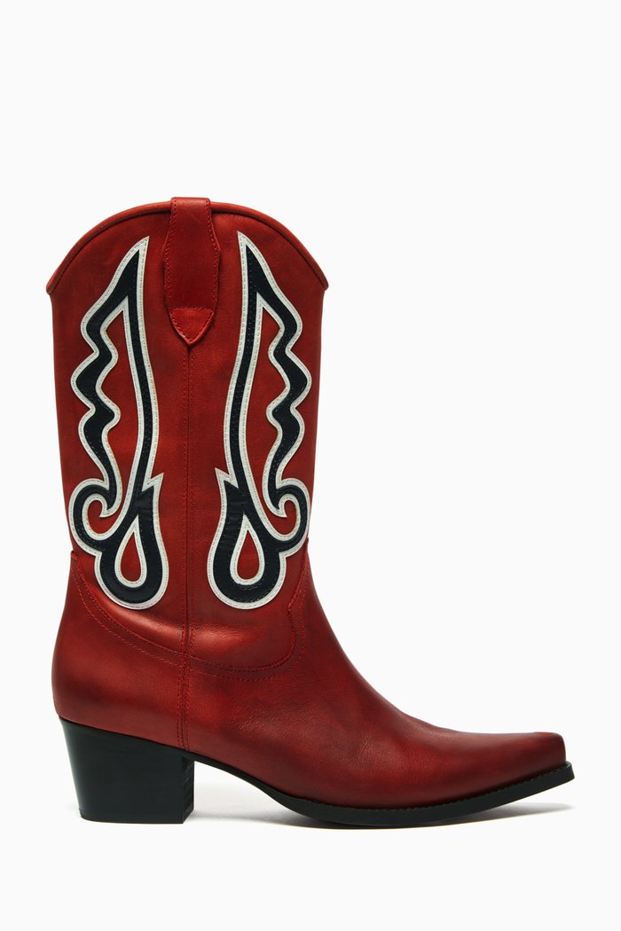 

Folk Boots in Leather, Burgundy