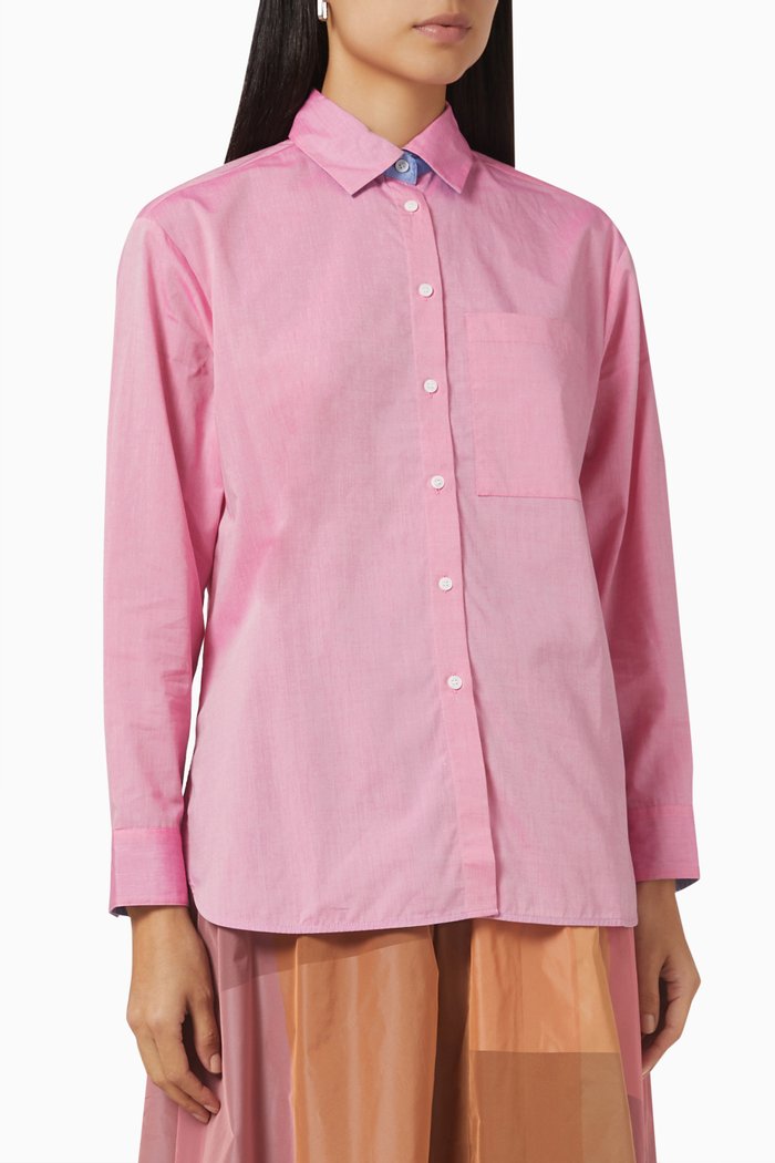 

Rilento Loose Fit Shirt in Cotton Poplin, Pink