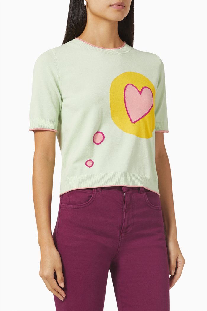 

Saba Intarsia Sweater in Stretch Tricot, Green