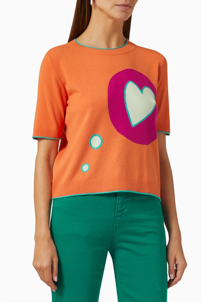 

Saba Intarsia Sweater in Stretch Tricot, Orange