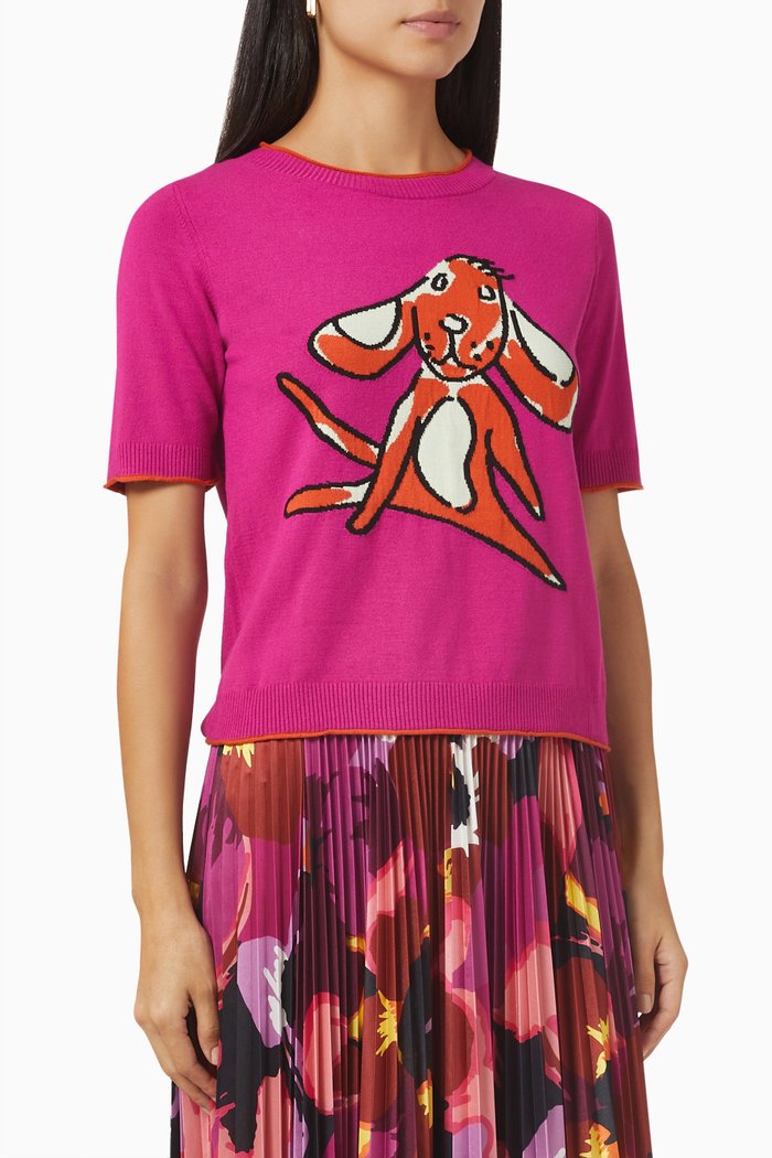 

Saba Intarsia Sweater in Stretch Tricot, Pink