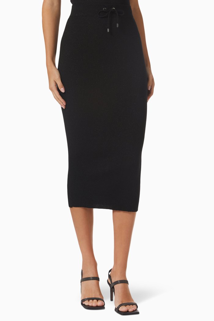

Midi Skirt in Cashmere-knit, Black