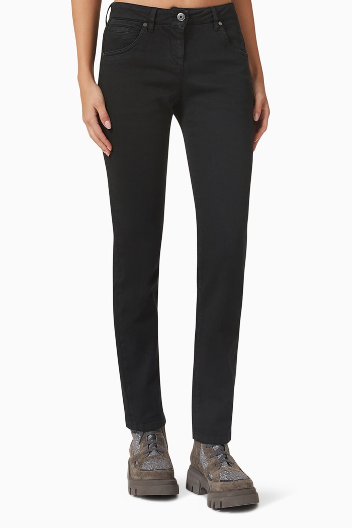 

Slim-fit Mid-rise Jeans, Black