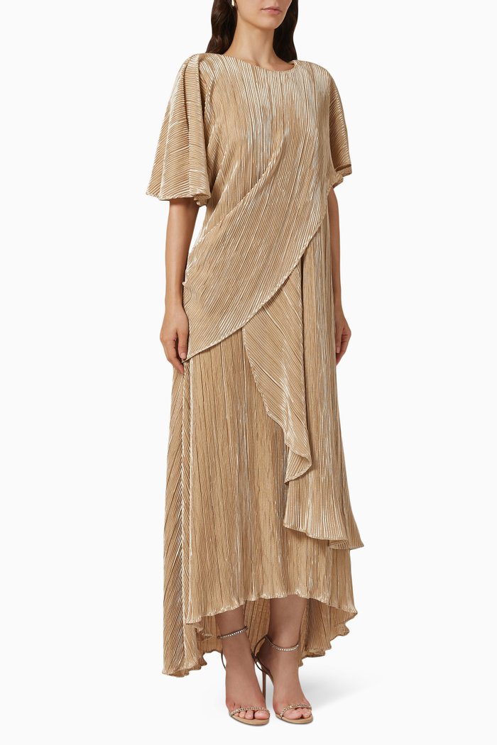 

Draped High-low Hem Maxi Dress, Neutral