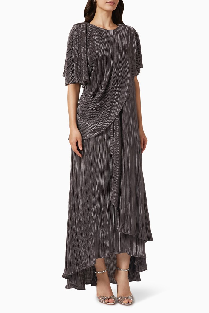 

Draped High-low Hem Maxi Dress, Grey