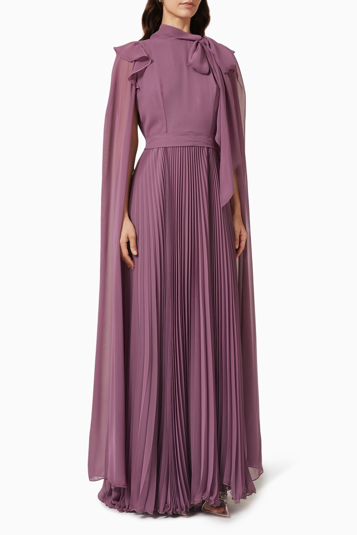 

Cape Sleeve Pleated Maxi Dress, Pink