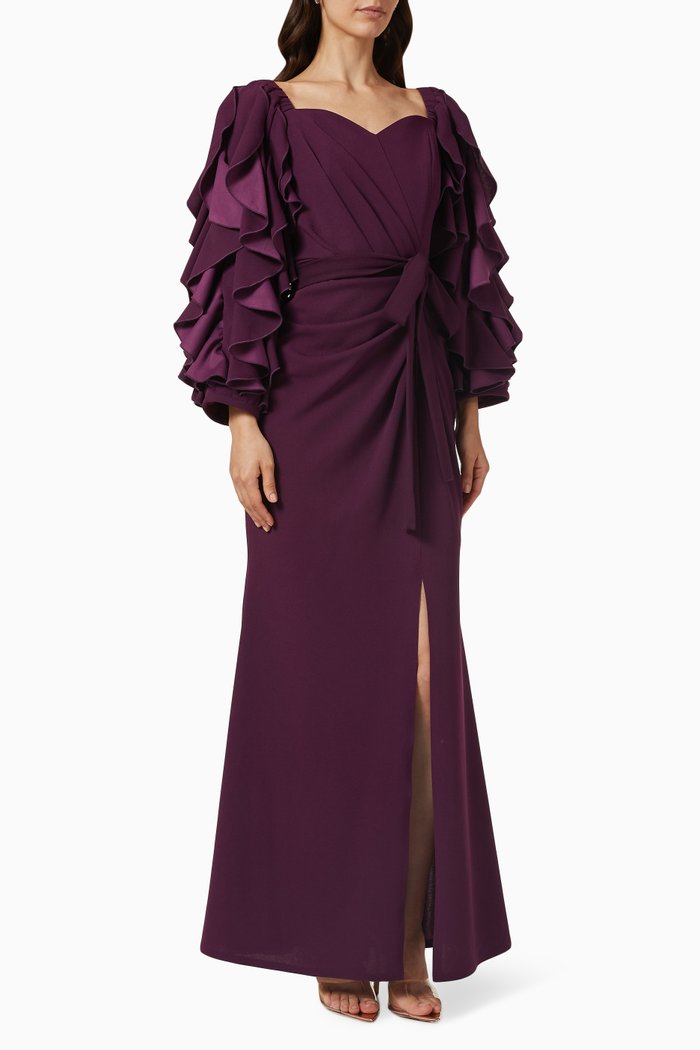 

Ruffle Sleeve Dress in Organza, Purple