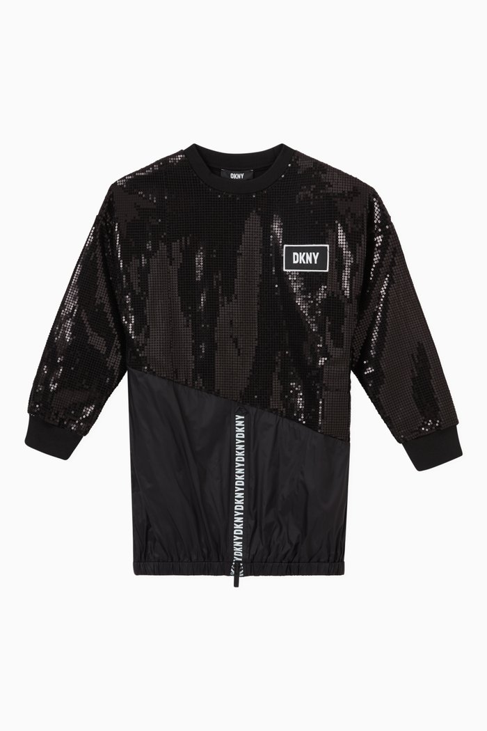 

Sequinned Dress in Viscose, Black