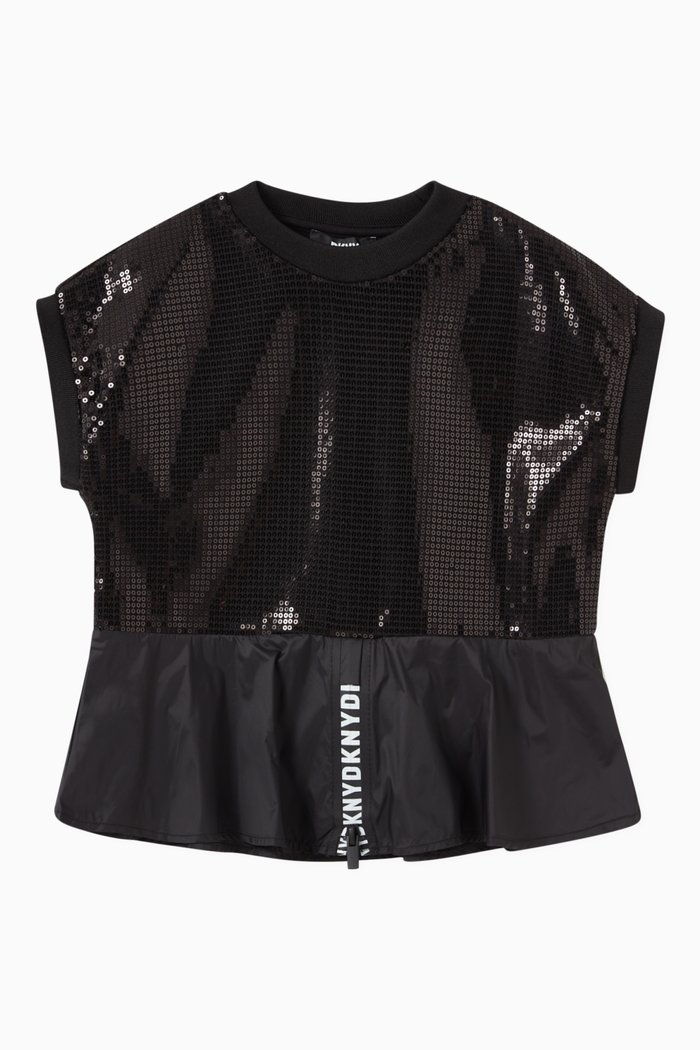 

Sequined Logo Top, Black