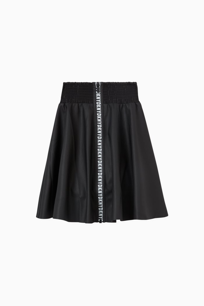 

Logo Tape Skirt in Faux Leather, Black