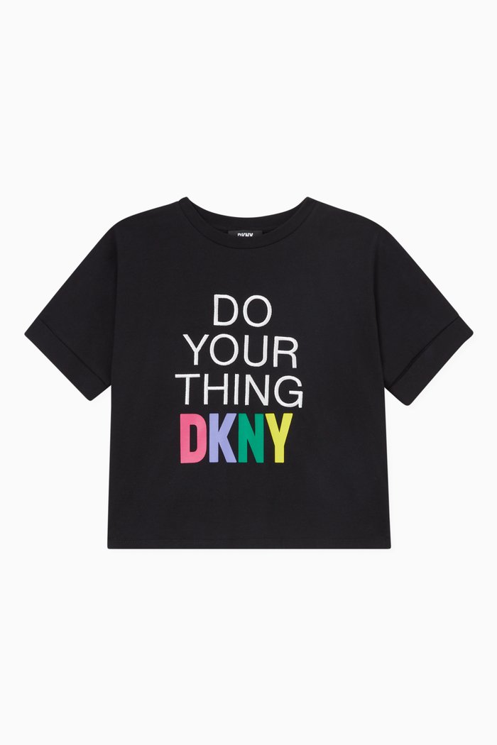 

Slogan Print T-shirt in Jersey, Black
