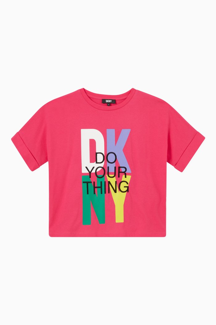 

Slogan Print T-shirt in Jersey, Pink