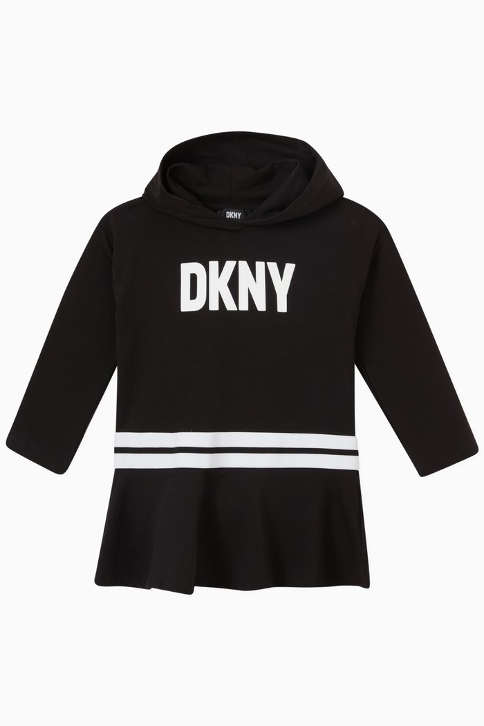 

Logo Hooded Dress in Cotton, Black