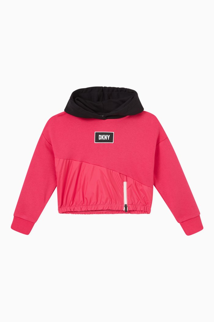 

Logo Patch Hooded Sweatshirt in Cotton Blend, Pink